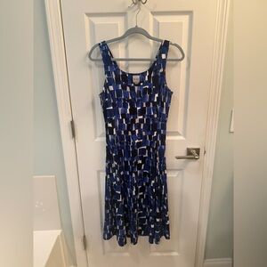 NIC+ZOE Blue and White Sleeveless Midi Sundress